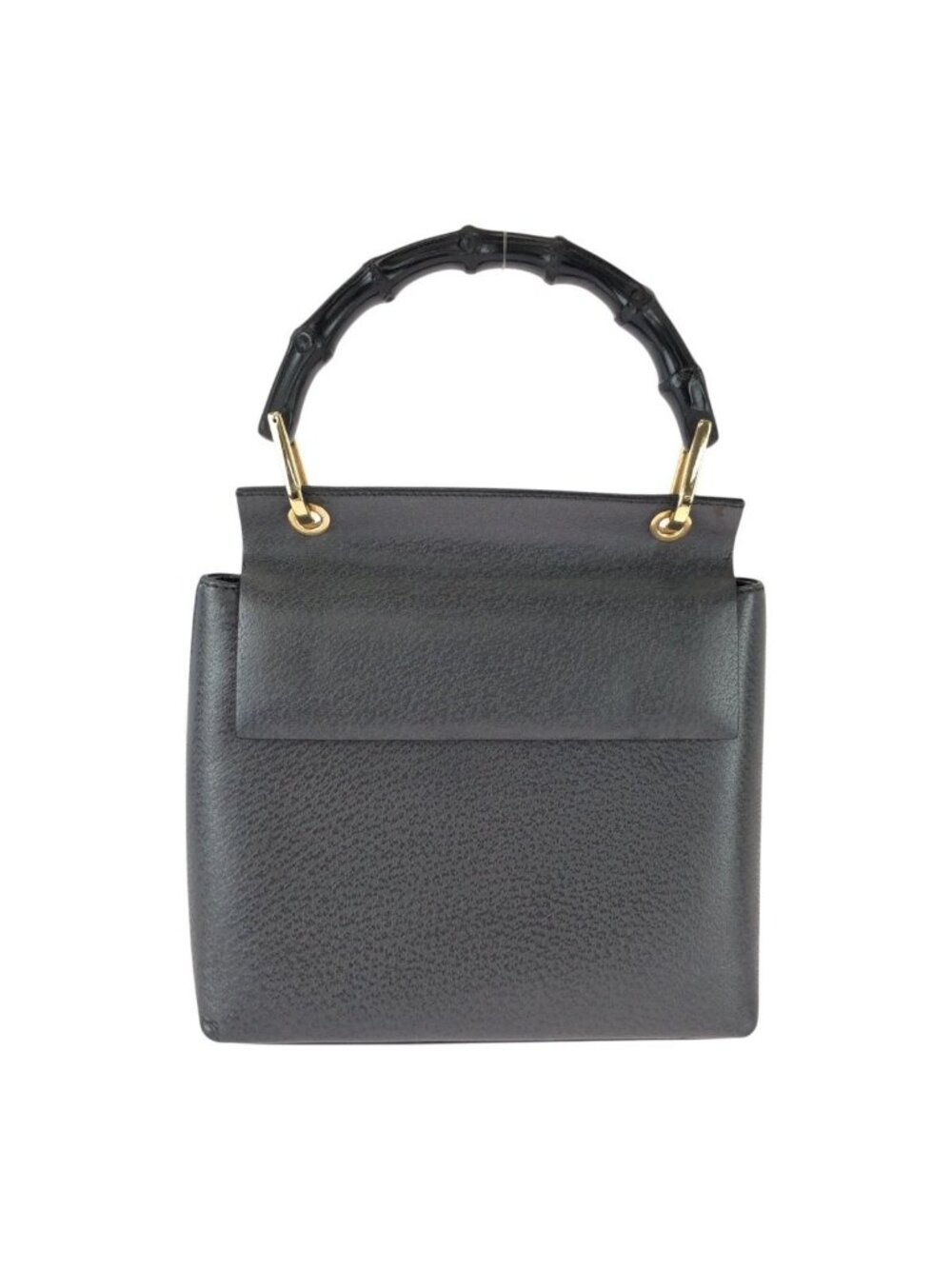 Gucci Bamboo Gray Black Gold Leather Handbag